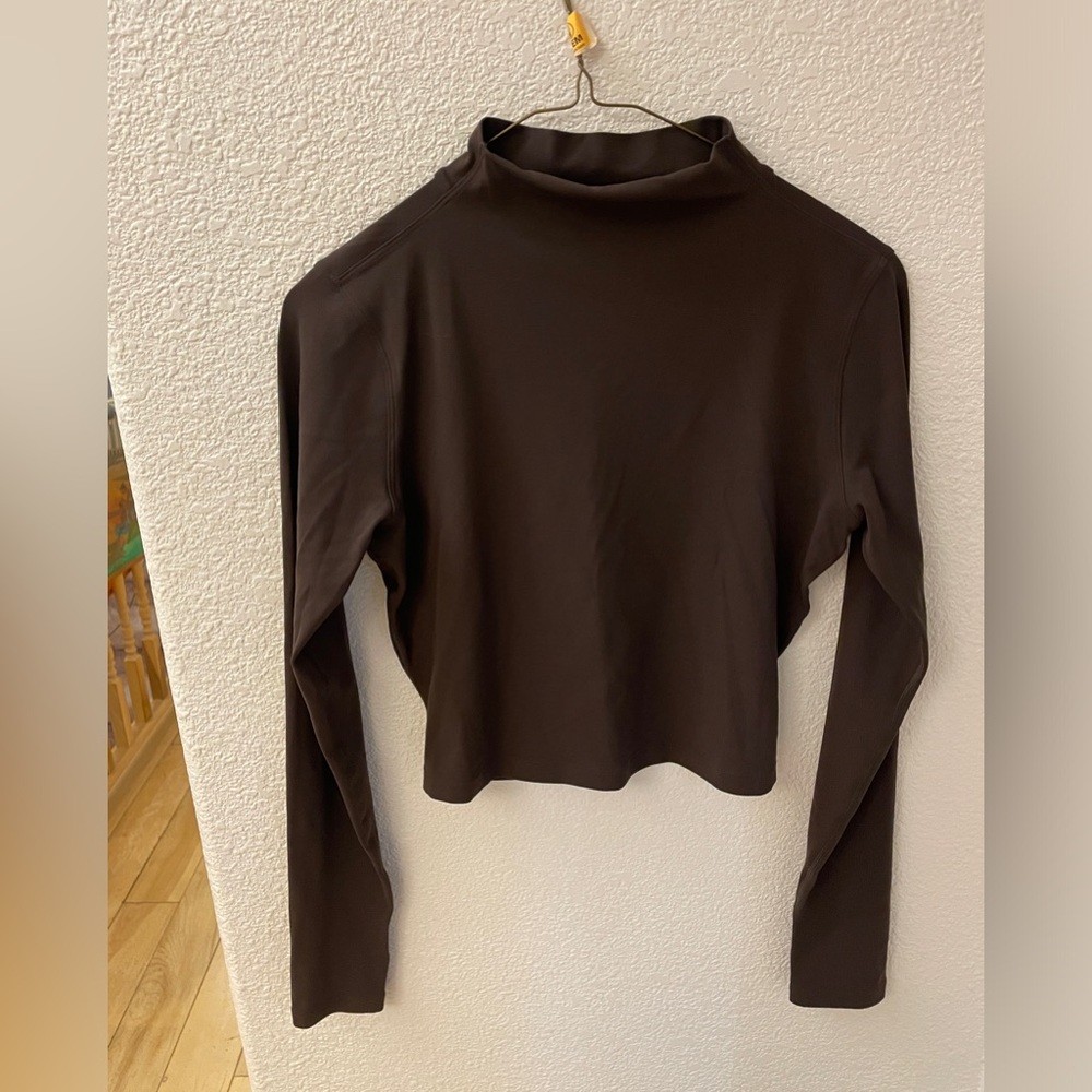 Lululemon Aligned Mock Crop Top, Brown, 6